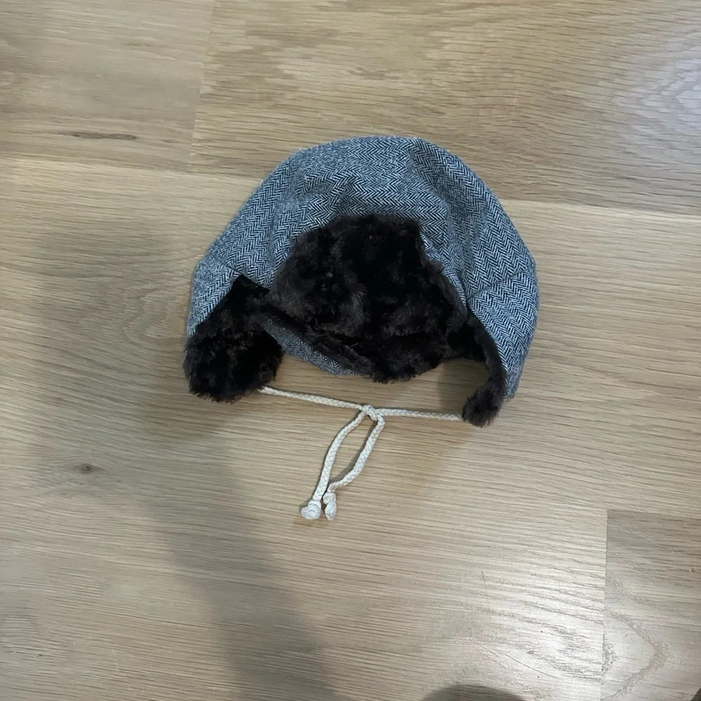 Handmade Gray Herringbone Kids Winter Hat